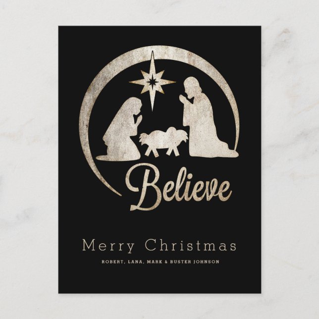 Christmas Nativity Silhouette Holiday Postcard (Front)