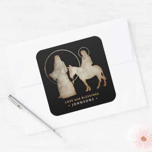 Christmas Nativity Silhouette Square Sticker