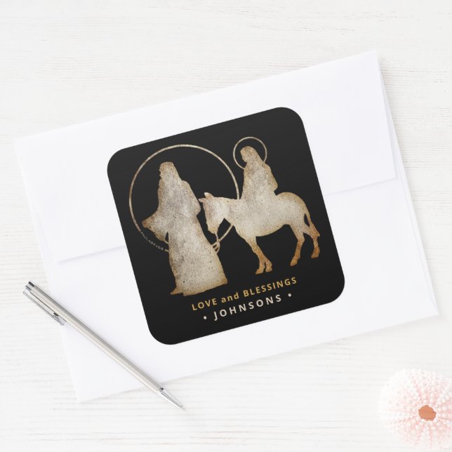 Christmas Nativity Silhouette Square Sticker (Envelope)