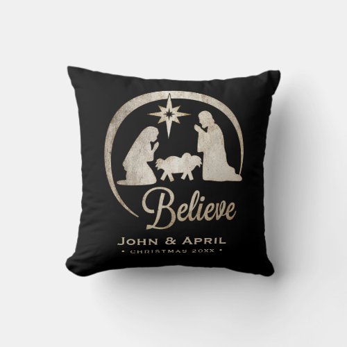 Christmas Nativity Silhouette Throw Pillow