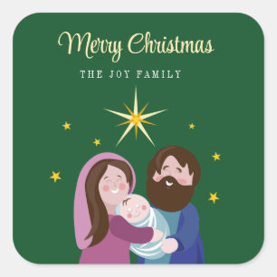 Christmas Nativity Square Sticker