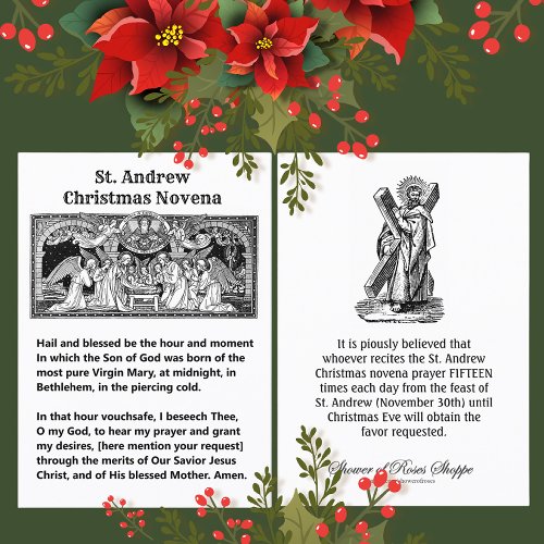 Christmas Nativity St Andrew Novena Prayer Holy Business Card