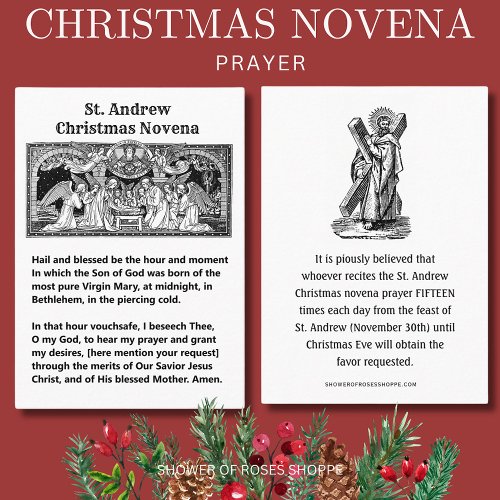 Christmas Nativity St Andrew Novena Prayer Holy Business Card