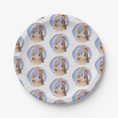 Christmas Nativity Stable Scene Pattern Holiday Paper Plates