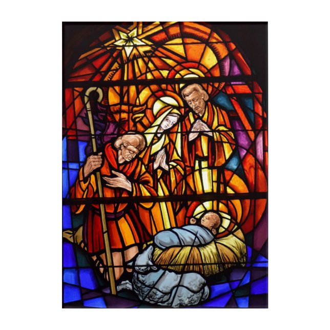Christmas Nativity Stained Glass Image Baby Jesus Acrylic Print (Front)