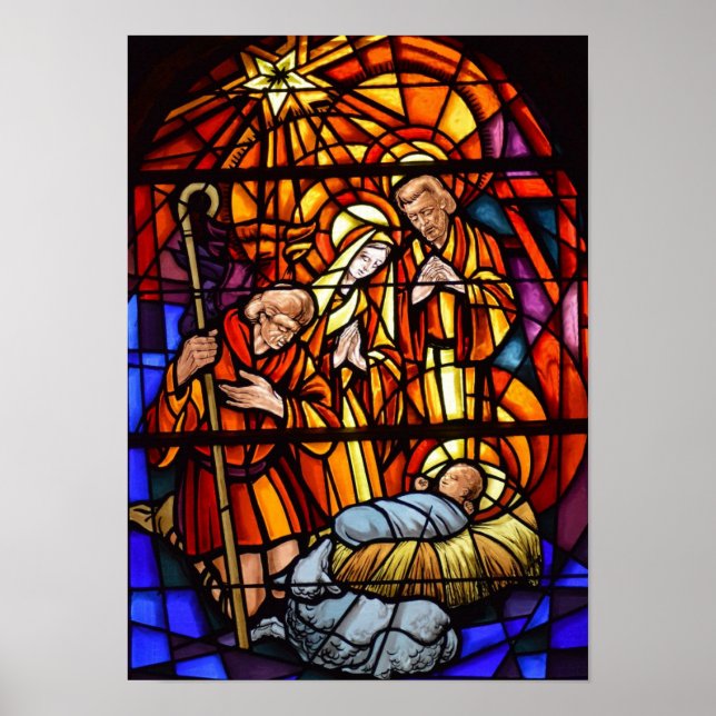 Christmas Nativity Stained Glass Image Baby Jesus Poster (Front)