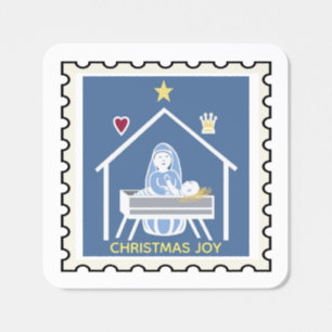 Christmas Nativity stamp art Square Sticker