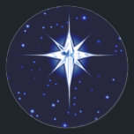 Christmas Nativity Star Classic Round Sticker<br><div class="desc">The star of Bethlehem shining bright in space ready to guide the 3 wise men and shepards to the new born baby Jesus.</div>