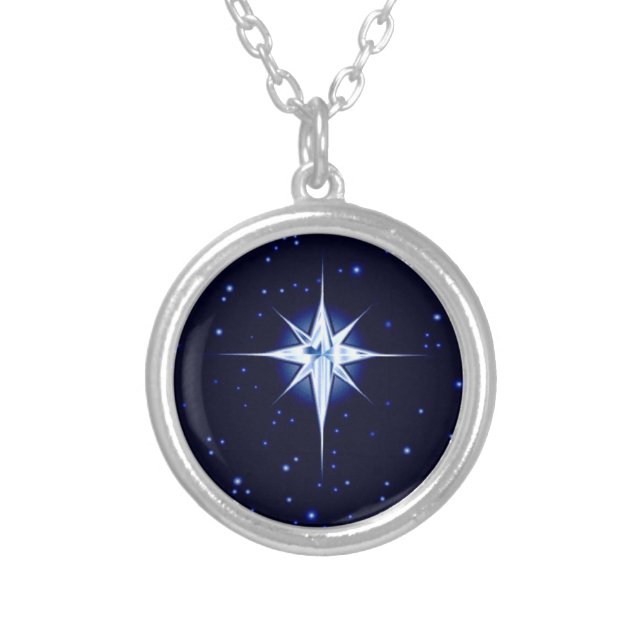 Christmas Nativity Star Silver Plated Necklace (Front)