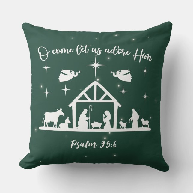 Christmas Nativity Throw Pillow (Front)