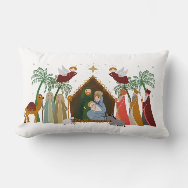 Christmas Nativity Throw Pillow (Front)