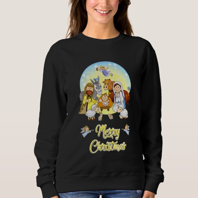 Christmas Nativity True Story Nativity Scene Sweatshirt (Front)