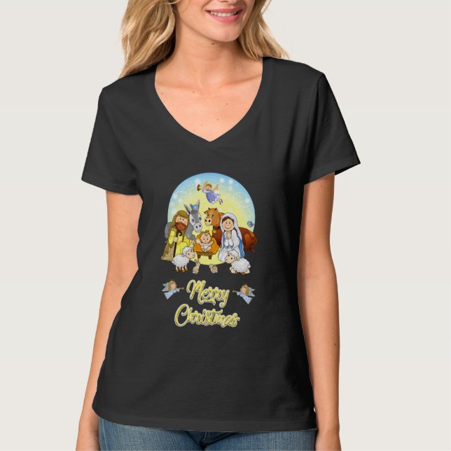 Christmas Nativity True Story Nativity Scene T-Shirt (Front)