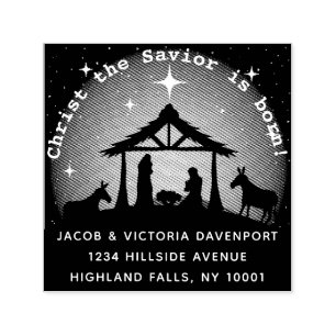 Christmas Nativity Typewriter Return Address Self-inking Stamp