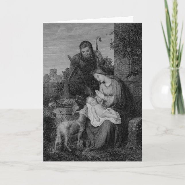 Christmas Nativity Vintage Engraving Greeting Card (Front)