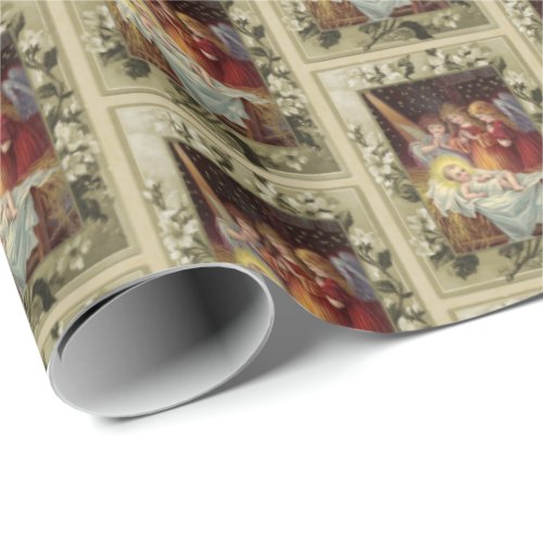 Christmas Nativity Vintage Reproduction Wrapping Paper