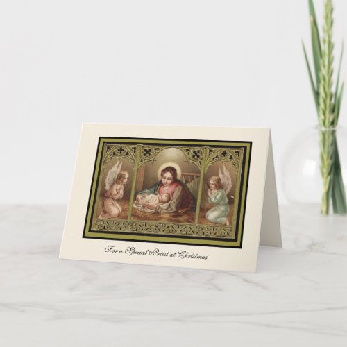 Christmas Nativity Virgin Mary Jesus Angels  Holid Holiday Card