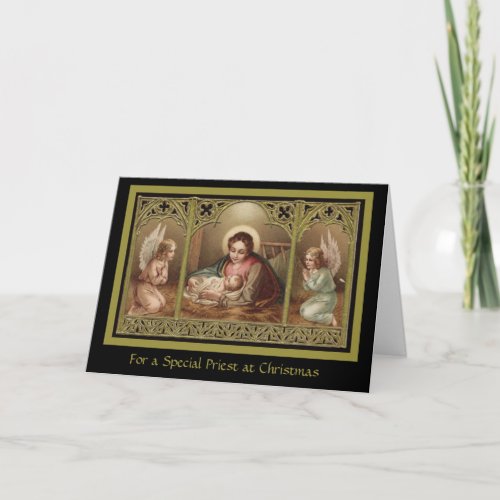 Christmas Nativity Virgin Mary Jesus Angels  Holiday Card