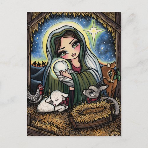 Christmas Nativity Virgin Mary Jesus Art Postcard