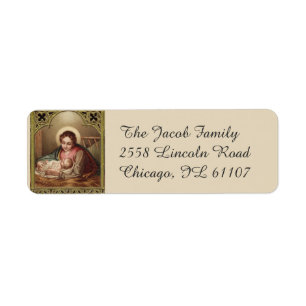 Christmas Nativity Virgin Mary Jesus Manger Label