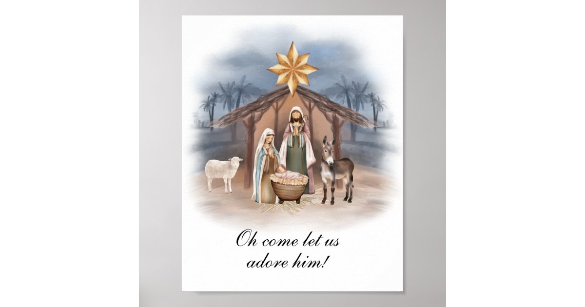 Christmas Nativity Wall Art Poster, Jesus Zazzle