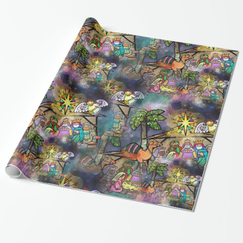 Christmas Nativity Watercolor Wrapping Paper