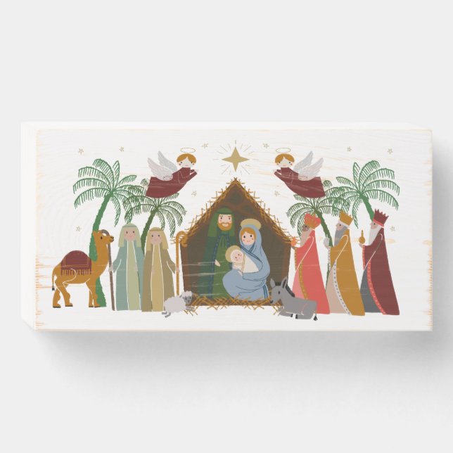 Christmas Nativity Wood Box Sign (Front Horizontal)