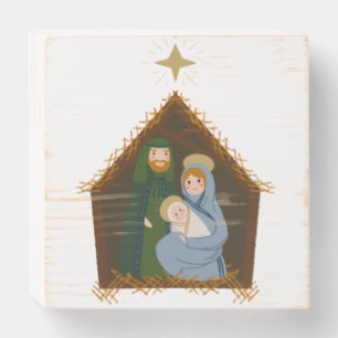 Christmas Nativity Wood Box Sign