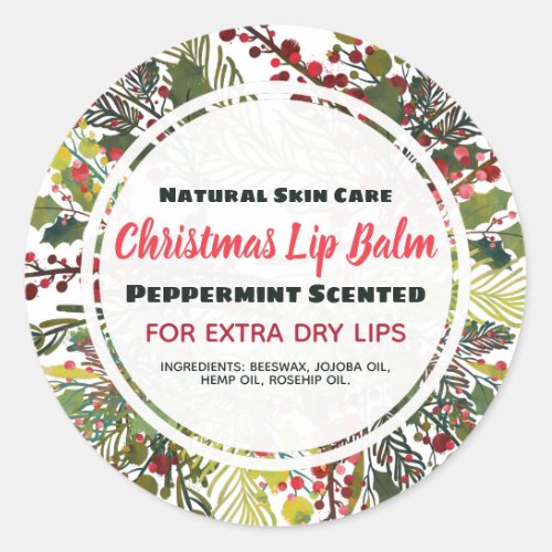 Christmas Natural Handmade Lip Balm Classic Round Sticker