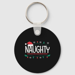 Christmas Naughty Nice Matching Funny Xmas Couple Keychain
