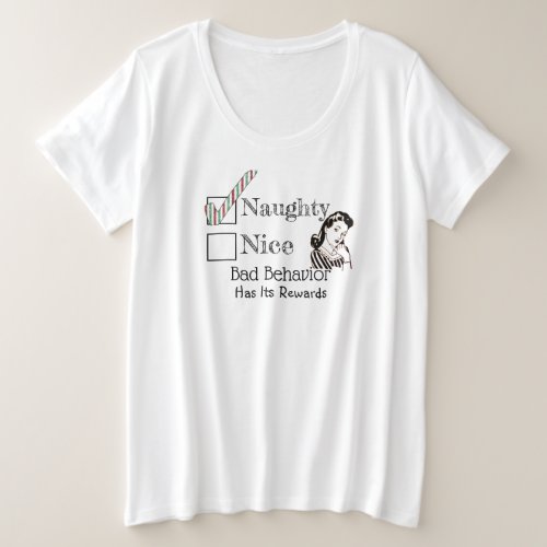 Christmas Naughty Or Nice Glitter List Retro Girl Plus Size T_Shirt