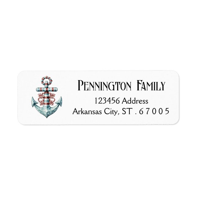 Christmas Nautical Mailing Address Family Label (Front)