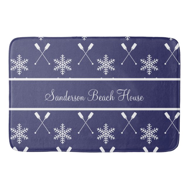 Christmas Nautical paddles  winter paddles beach Bath Mat (Front)