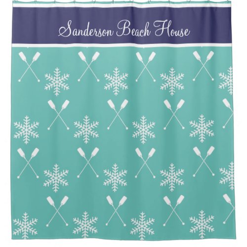 Christmas Nautical paddles  winter paddles beach   Shower Curtain