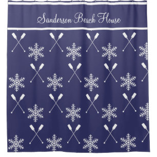 Christmas Nautical paddles  winter paddles beach  Shower Curtain