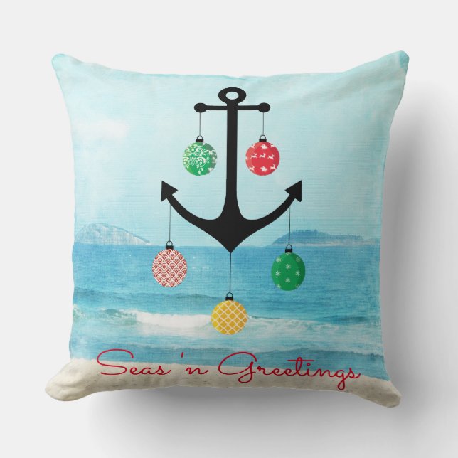 Christmas Nautical Pillow with Anchor (Front)