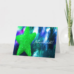 Christmas Navidad Green Star III Holiday Card