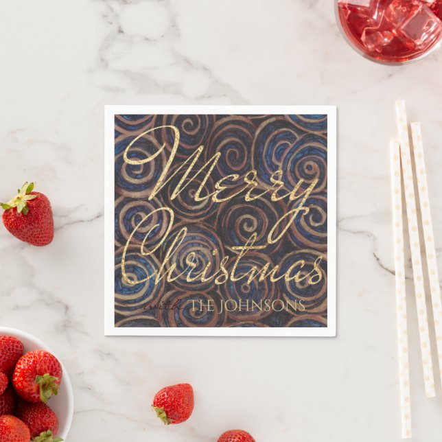Christmas Navy and Gold Napkins (Insitu)
