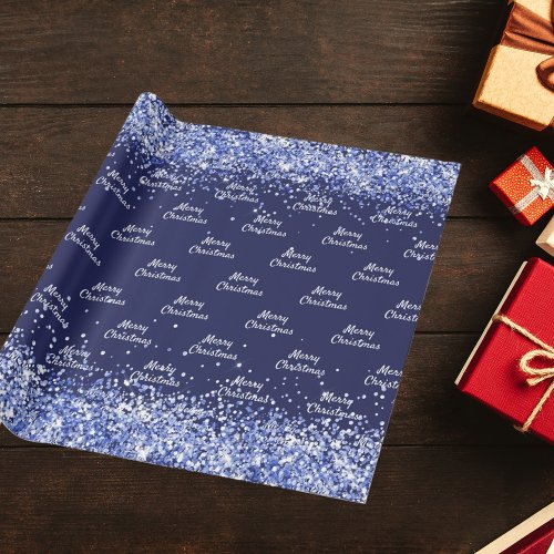 Christmas navy blue confetti elegant wrapping paper