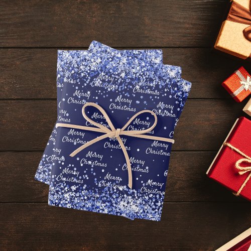 Christmas navy blue confetti elegant wrapping paper sheets