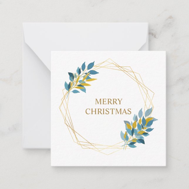 Christmas Navy Blue elegant chic Botanical custom Note Card (Front)