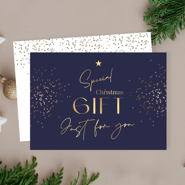 Christmas Navy Blue Gold Glitter Gift Certificate (Navy & gold holiday gift voucher, perfect to use a Christmas gift voucher for clients or loved ones)