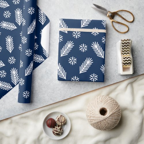 Christmas navy blue pattern Wrapping Paper