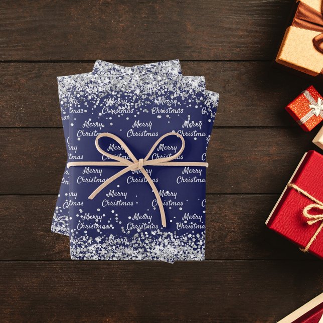 Christmas navy blue silver elegant wrapping paper sheets (Creator Uploaded)