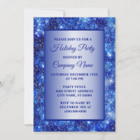 Christmas Navy Blue Sparkle Party Holidays Invitat Invitation