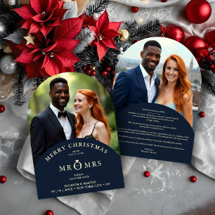 Christmas Navy Chic Glamorous Gold 2 Muti Photos Save The Date