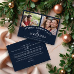 Christmas Navy Chic Luxury Chic Silver 2 Photos Foil Holiday Card<br><div class="desc">Christmas Navy Chic Luxury Chic Silver Effect 2 Photos Wedding Metallic Foil Save the Date Cards as a Holidays Cards. Celebrate love and the holiday season with our elegant Save the Date cards featuring a silver metallic foil effect, designed for couples seeking the perfect blend of sophistication and modern style....</div>