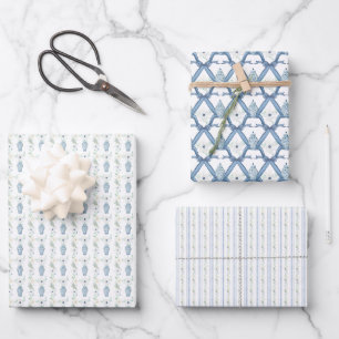 Christmas Navy Ginger Jar Wrapping Paper Sheets