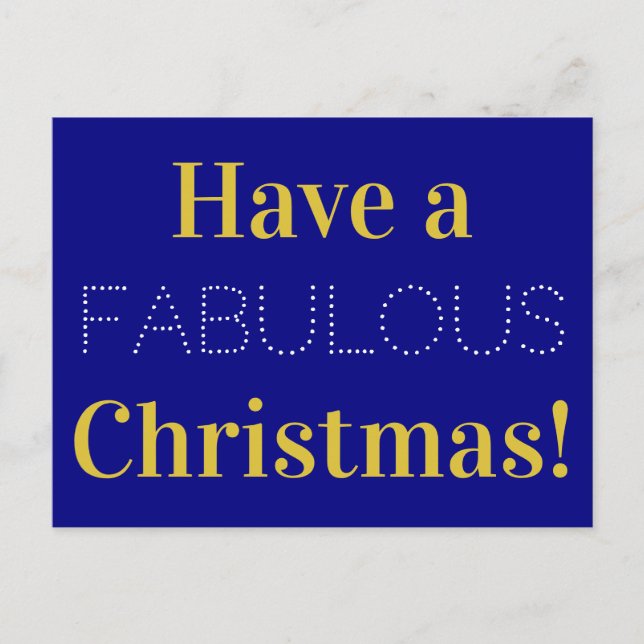 Christmas Navy Gold White Tyopgraphy Text Holiday Postcard (Front)