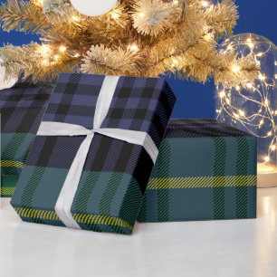 Christmas navy plaid classic holiday simple wrapping paper